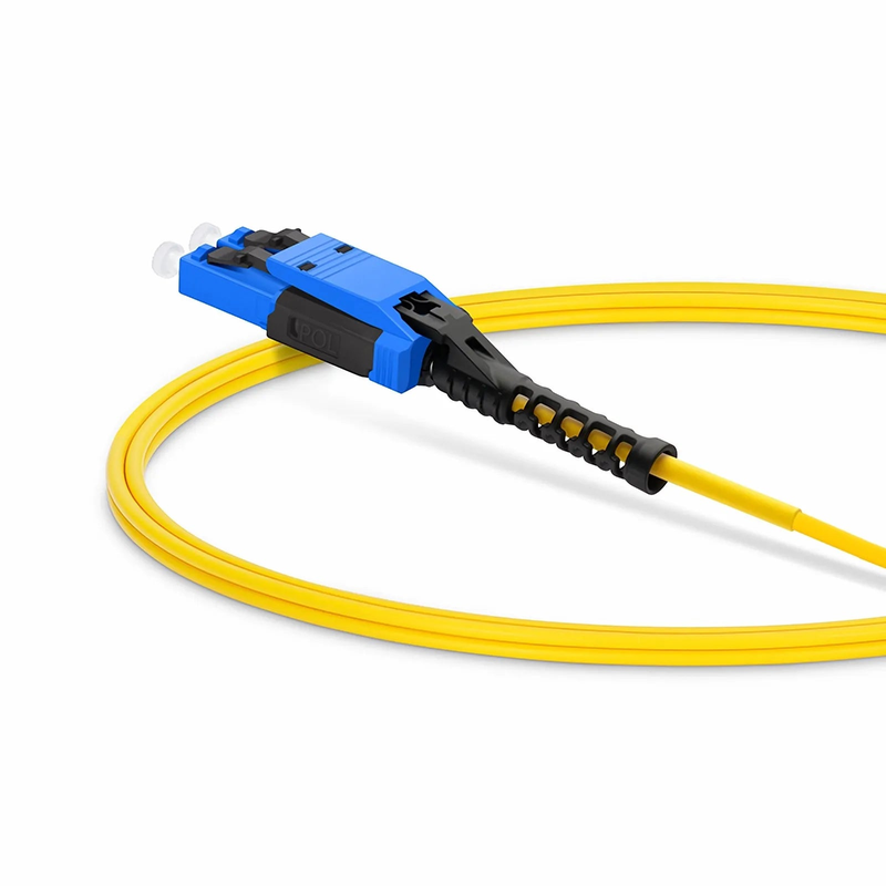 SFPS 1m (3ft) Fiber Patch Cable, 2 Fibers, MDC UPC Duplex to LC UPC Duplex Flat Clip with Push-Pull Boot Uniboot, Single Mode (OS2), Riser (OFNR), 2.0mm, Yellow, for 100/400/800G Network Connection SFPS