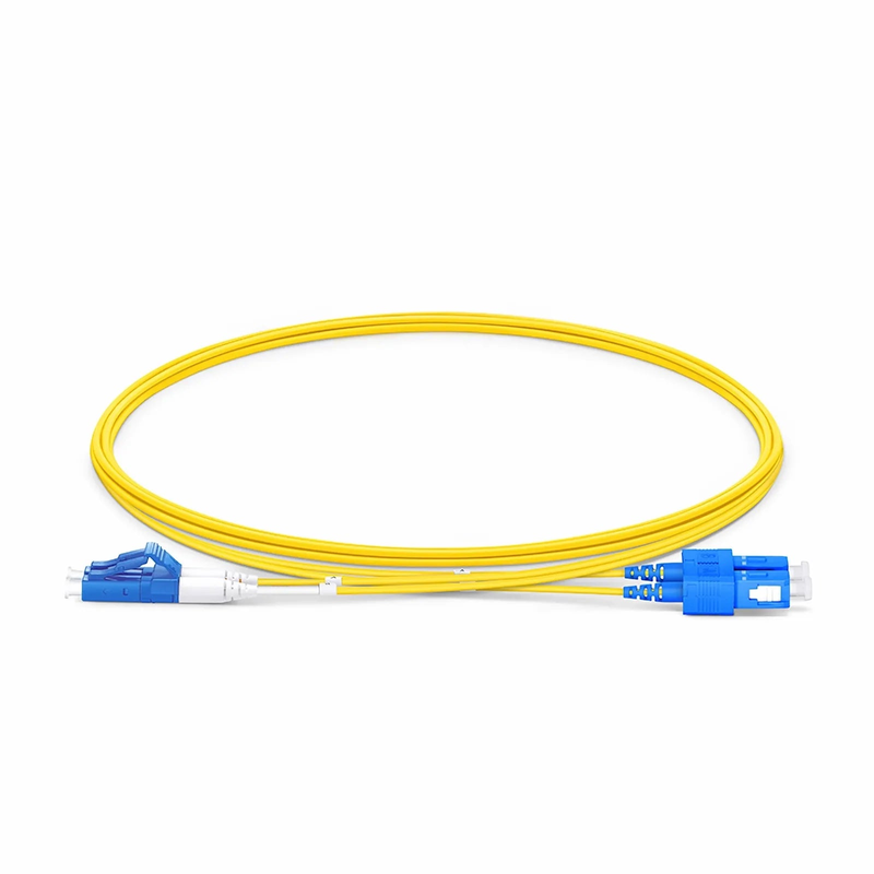 SFPS 2m (7ft) Fiber Patch Cable, 2 Fibers, LC UPC Duplex to SC UPC Duplex, Single Mode (OS2), Riser (OFNR), 1.2mm, Tight-Buffered, Yellow SFPS
