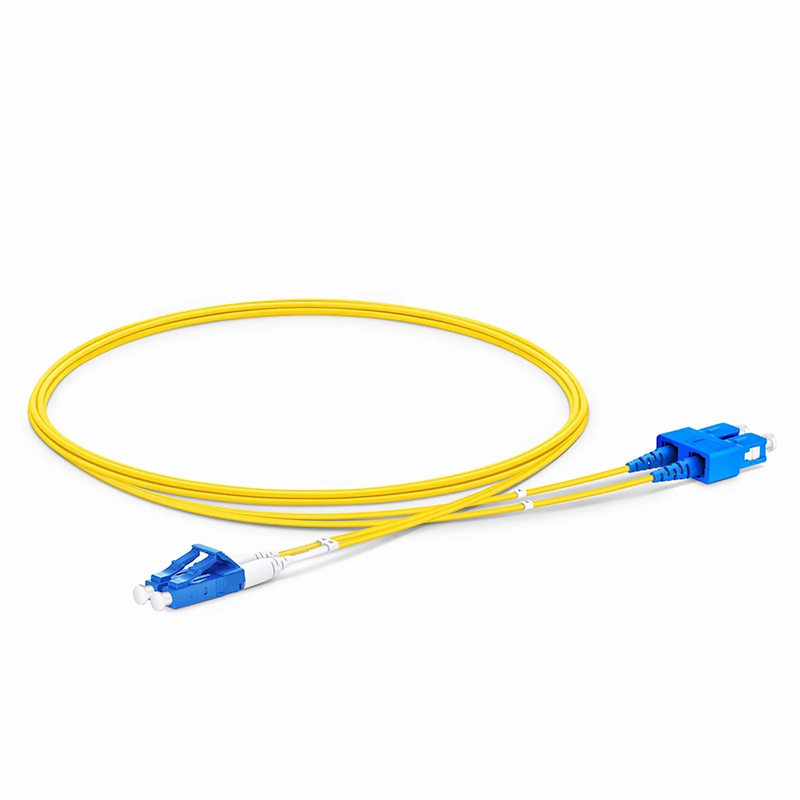 SFPS 2m (7ft) Fiber Patch Cable, 2 Fibers, LC UPC Duplex to SC UPC Duplex, Single Mode (OS2), Riser (OFNR), 1.2mm, Tight-Buffered, Yellow SFPS
