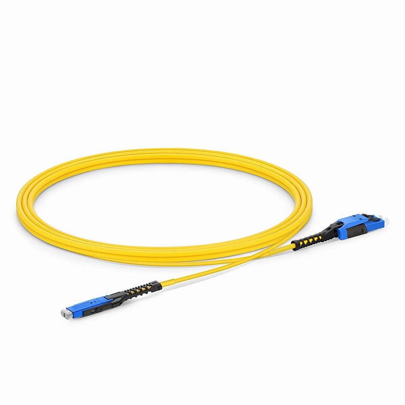SFPS 2m (7ft) Fiber Patch Cable, 2 Fibers, MDC UPC Duplex to LC UPC Duplex Flat Clip with Push-Pull Boot Uniboot, Single Mode (OS2), Riser (OFNR), 2.0mm, Yellow, for 100/400/800G Network Connection SFPS