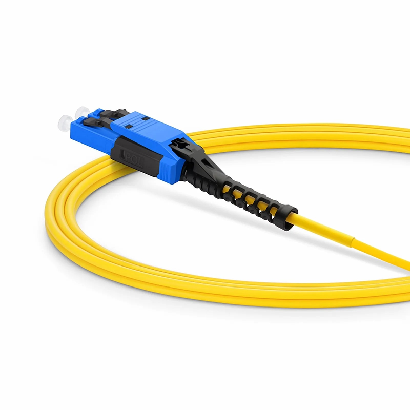 SFPS 2m (7ft) Fiber Patch Cable, 2 Fibers, MDC UPC Duplex to LC UPC Duplex Flat Clip with Push-Pull Boot Uniboot, Single Mode (OS2), Riser (OFNR), 2.0mm, Yellow, for 100/400/800G Network Connection SFPS