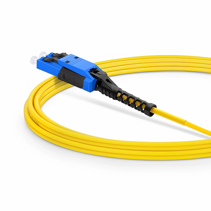 SFPS 3m (10ft) Fiber Patch Cable, 2 Fibers, MDC UPC Duplex to LC UPC Duplex Flat Clip with Push-Pull Boot Uniboot, Single Mode (OS2), Riser (OFNR), 2.0mm, Yellow SFPS