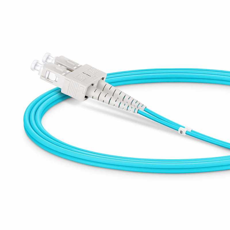 SFPS 1m (3ft) Fiber Patch Cable, 2 Fibers, LC UPC Duplex to SC UPC Duplex, Multimode (OM3), Riser (OFNR), 2.0mm, Tight-Buffered, Aqua SFPS