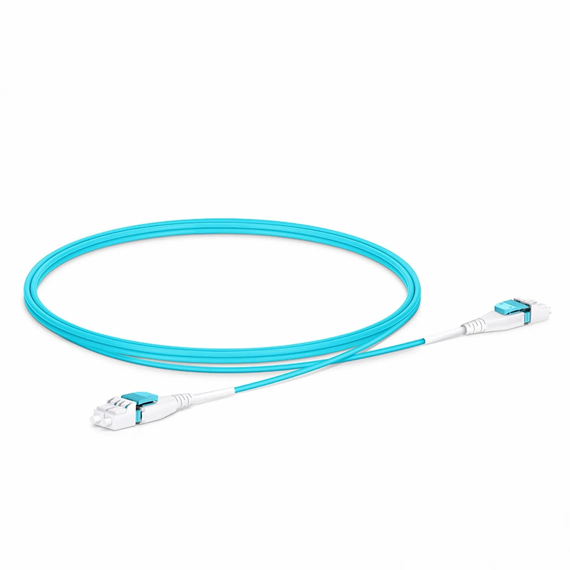SFPS 1m (3ft) Fiber Patch Cable, 2 Fibers, LC UPC Duplex to LC UPC Duplex Flat Clip Uniboot, Multimode (OM4), Riser (OFNR), 2.0mm, Aqua SFPS