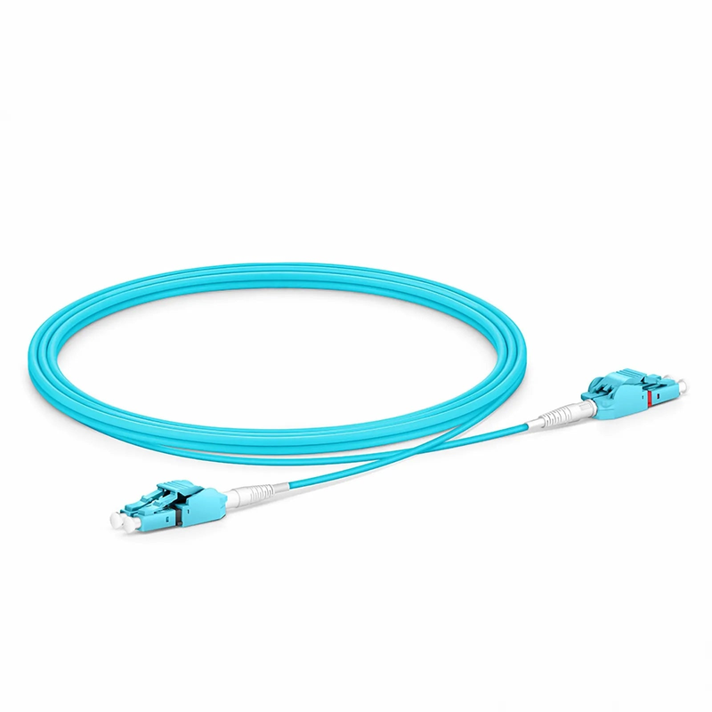 SFPS 2m (7ft) Fiber Patch Cable, 2 Fibers, LC UPC Duplex to LC UPC Duplex Switchable Clip Uniboot, Multimode (OM4), Riser (OFNR), 2.0mm, Aqua SFPS
