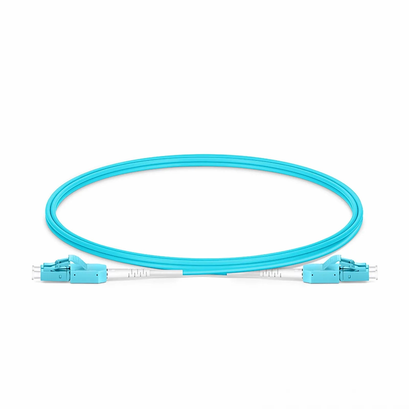 SFPS 1m (3ft) Fiber Patch Cable, 2 Fibers, LC UPC Duplex to LC UPC Duplex Standard Clip Uniboot, Multimode (OM4), Riser (OFNR), 2.0mm, Aqua SFPS