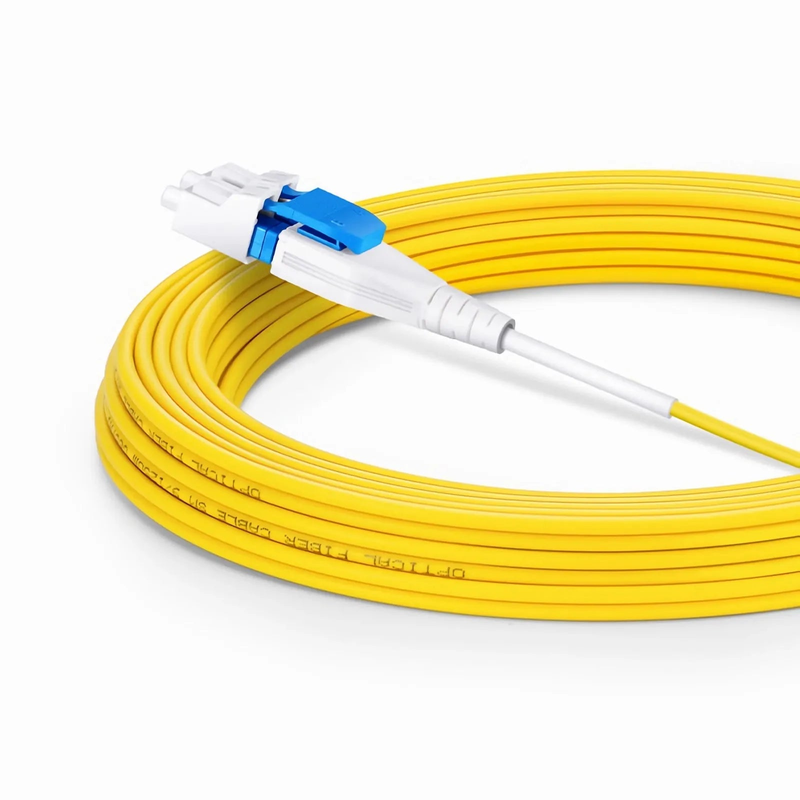 SFPS 10m (33ft) Fiber Patch Cable, 2 Fibers, SN UPC Duplex to LC UPC Duplex Flat Clip Uniboot, Single Mode (OS2), Riser (OFNR), 1.6mm, Yellow, for 400G Network Connection SFPS