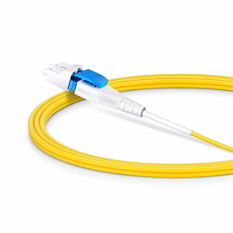 SFPS 2m (7ft) Fiber Patch Cable, 2 Fibers, SN UPC Duplex to LC UPC Duplex Flat Clip Uniboot, Single Mode (OS2), Riser (OFNR), 1.6mm, Yellow, for 400G Network Connection SFPS
