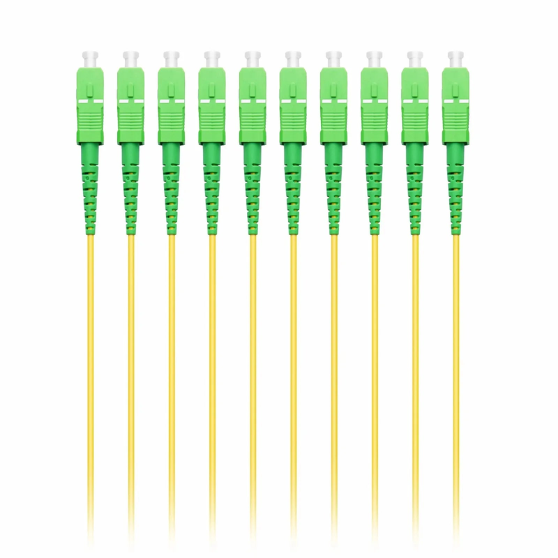 SFPS 3m (10ft) Fiber Patch Cable, 1 Fiber, SC APC Simplex to SC APC Simplex, Single Mode (OS2), Riser (OFNR), 2.0mm, Tight-Buffered, Yellow, 10 Pcs/Pack SFPS