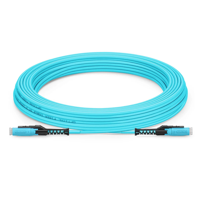 SFPS 30m (98ft) Fiber Patch Cable, 2 Fibers, MDC UPC Duplex to MDC UPC Duplex Uniboot, Multimode (OM4), Riser (OFNR), 2.0mm, Aqua, for 100/400/800G Network Connection SFPS