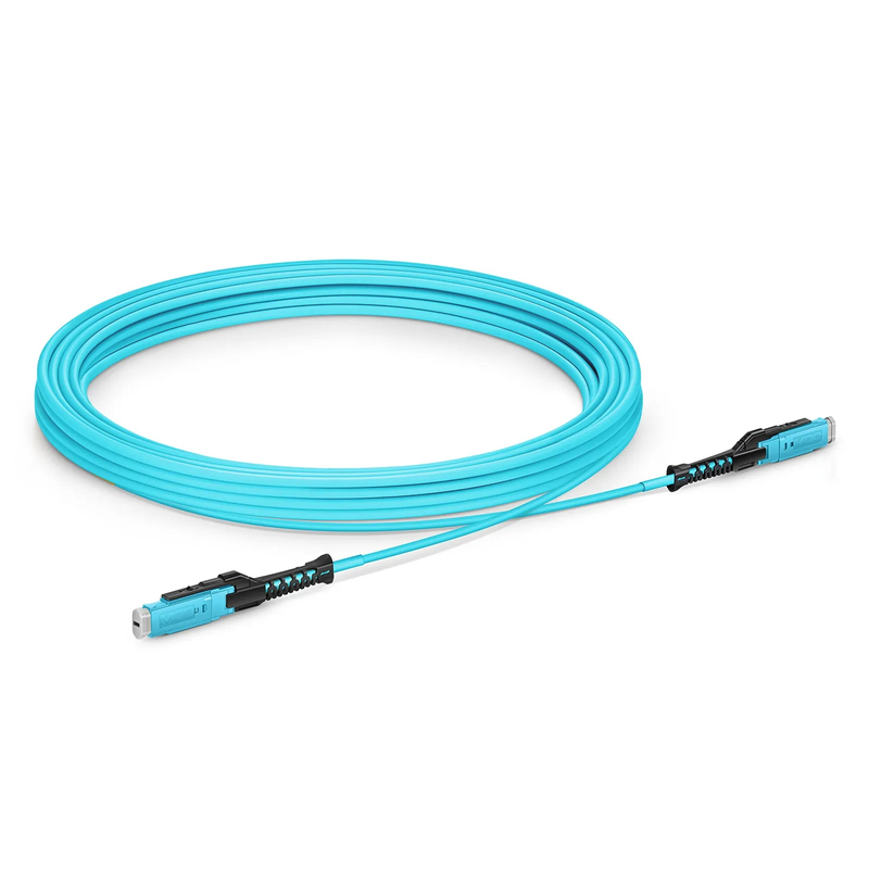 SFPS 5m (16ft) Fiber Patch Cable, 2 Fibers, MDC UPC Duplex to MDC UPC Duplex Uniboot, Multimode (OM4), Riser (OFNR), 2.0mm, Aqua, for 100/400/800G Network Connection SFPS