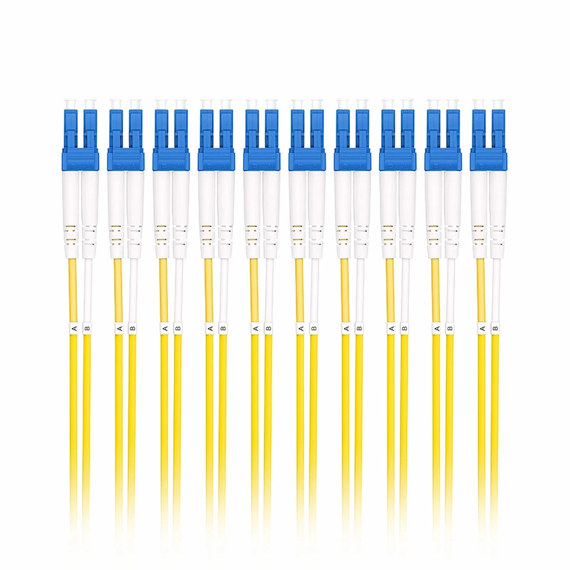 SFPS 1m (3ft) Fiber Patch Cable, 2 Fibers, LC UPC Duplex to LC UPC Duplex, Single Mode (OS2), Riser (OFNR), 2.0mm, Tight-Buffered, Yellow, 10 Pcs/Pack SFPS