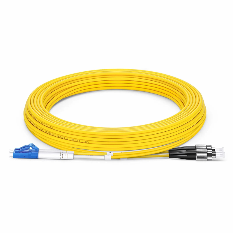 SFPS 5m (16ft) Fiber Patch Cable, 2 Fibers, LC UPC Duplex to FC UPC, Single Mode (OS2), Riser (OFNR), 2.0mm, Tight-Buffered, Yellow SFPS