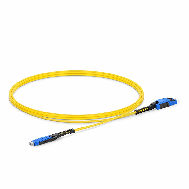 SFPS 1m (3ft) Fiber Patch Cable, 2 Fibers, MDC UPC Duplex to LC UPC Duplex Flat Clip with Push-Pull Boot Uniboot, Single Mode (OS2), Riser (OFNR), 2.0mm, Yellow, for 100/400/800G Network Connection SFPS