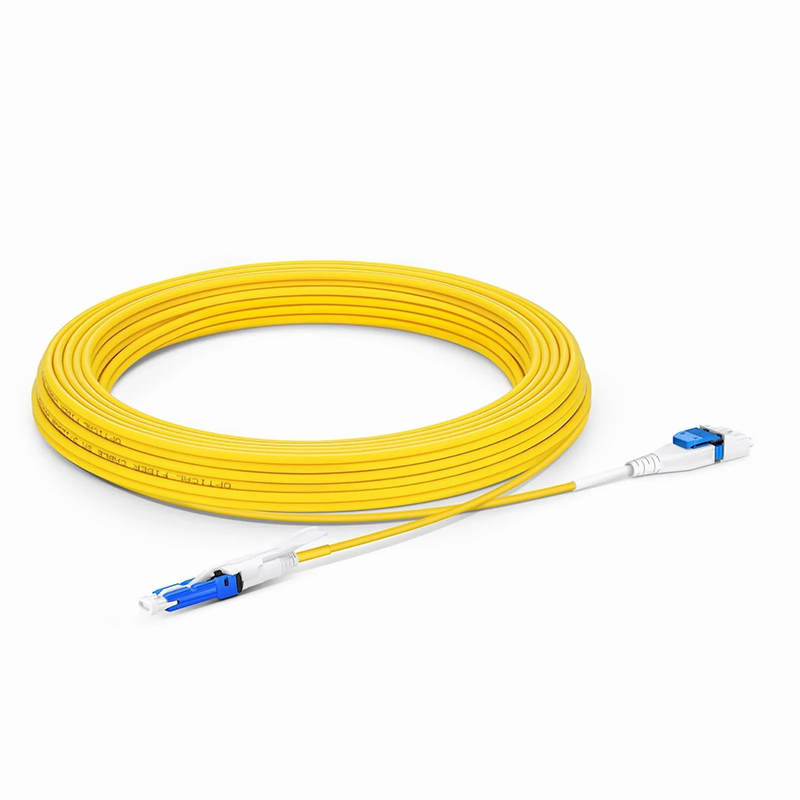 SFPS 10m (33ft) Fiber Patch Cable, 2 Fibers, CSA UPC Duplex to LC UPC Duplex Flat Clip Uniboot, Single Mode (OS2), Riser (OFNR), 2.0mm, Yellow, for 200/400G Network Connection SFPS