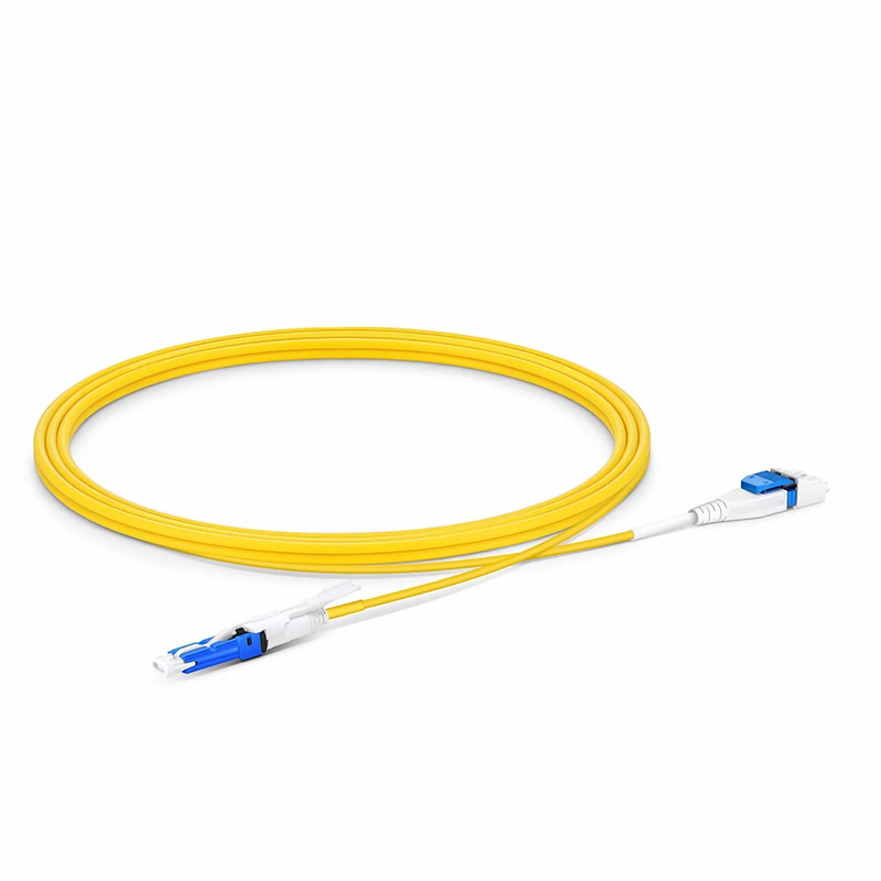 SFPS 2m (7ft) Fiber Patch Cable, 2 Fibers, CSA UPC Duplex to LC UPC Duplex Flat Clip Uniboot, Single Mode (OS2), Riser (OFNR), 2.0mm, Yellow, for 200/400G Network Connection SFPS