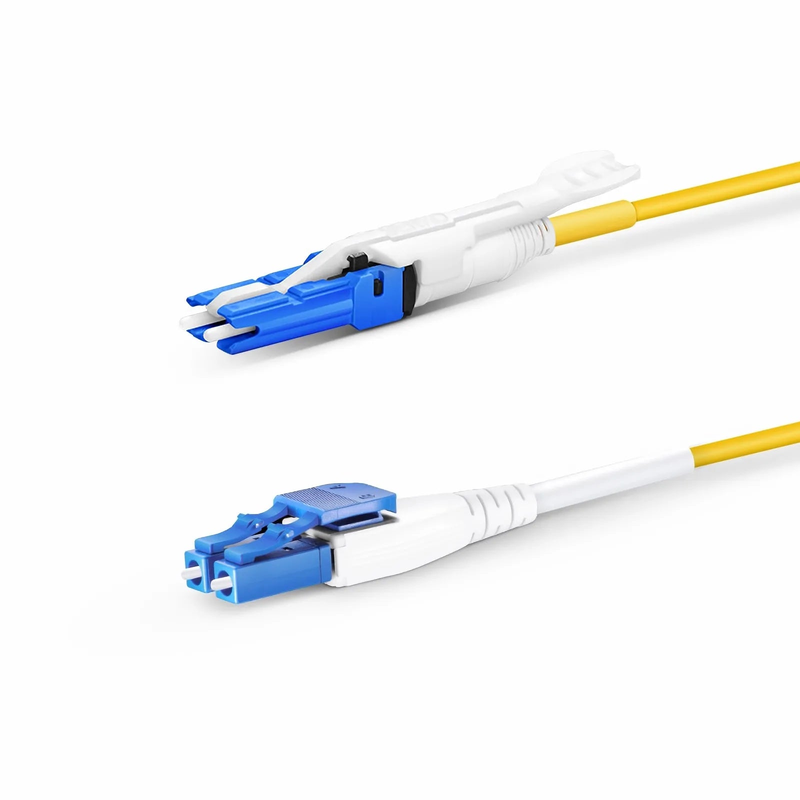SFPS 2m (7ft) Fiber Patch Cable, 2 Fibers, CSA UPC Duplex to LC UPC Duplex Flat Clip Uniboot, Single Mode (OS2), Riser (OFNR), 2.0mm, Yellow, for 200/400G Network Connection SFPS