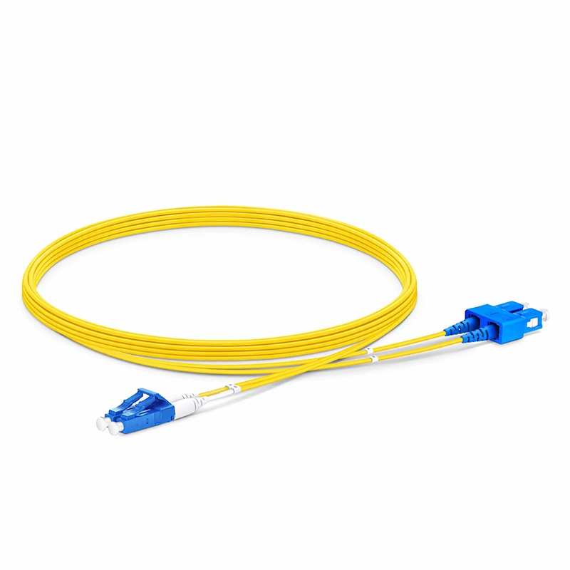 SFPS 5m (16ft) Fiber Patch Cable, 2 Fibers, LC UPC Duplex to SC UPC Duplex, Single Mode (OS2), Riser (OFNR), 1.2mm, Tight-Buffered, Yellow SFPS
