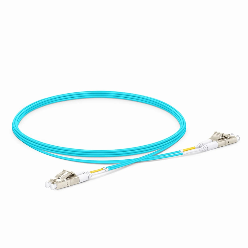 SFPS 3m (10ft) Fiber Patch Cable, 2 Fibers, LC UPC Duplex to LC UPC Duplex, Multimode (OM4), Riser (OFNR), 1.2mm, Tight-Buffered, Aqua SFPS