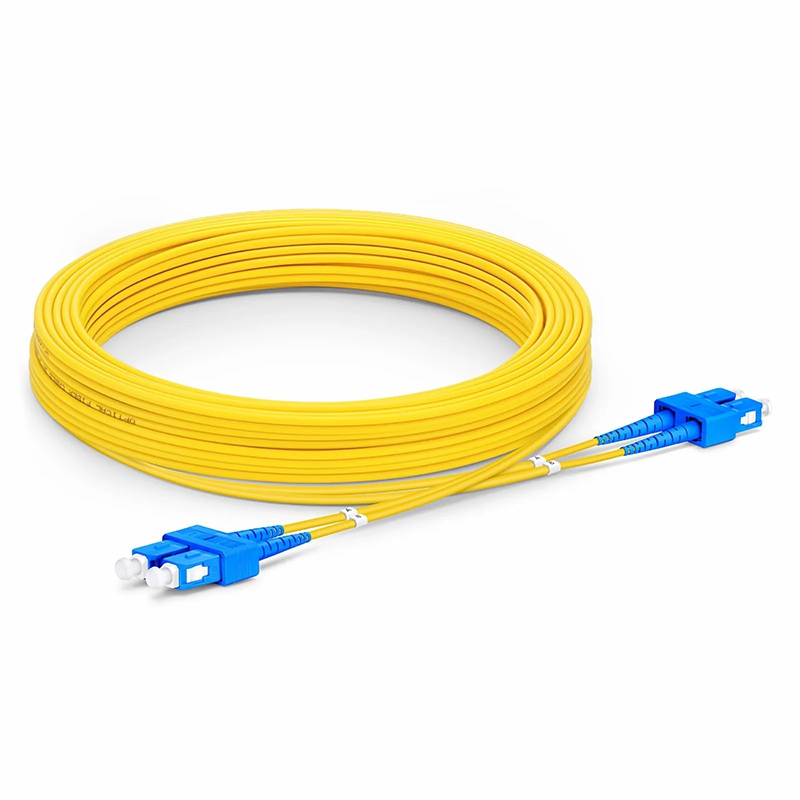 SFPS 15m (49ft) Fiber Patch Cable, 2 Fibers, SC UPC Duplex to SC UPC Duplex, Single Mode (OS2), Riser (OFNR), 2.0mm, Tight-Buffered, Yellow