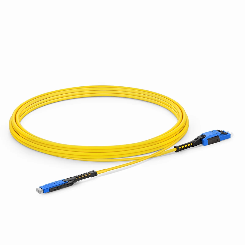 SFPS 3m (10ft) Fiber Patch Cable, 2 Fibers, MDC UPC Duplex to LC UPC Duplex Flat Clip with Push-Pull Boot Uniboot, Single Mode (OS2), Riser (OFNR), 2.0mm, Yellow, for 100/400/800G Network Connection SFPS