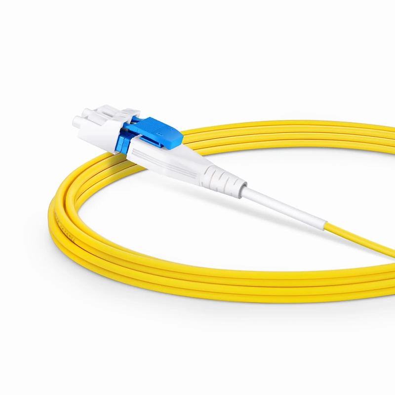 SFPS 3m (10ft) Fiber Patch Cable, 2 Fibers, SN UPC Duplex to LC UPC Duplex Flat Clip Uniboot, Single Mode (OS2), Riser (OFNR), 1.6mm, Yellow, for 400G Network Connection SFPS