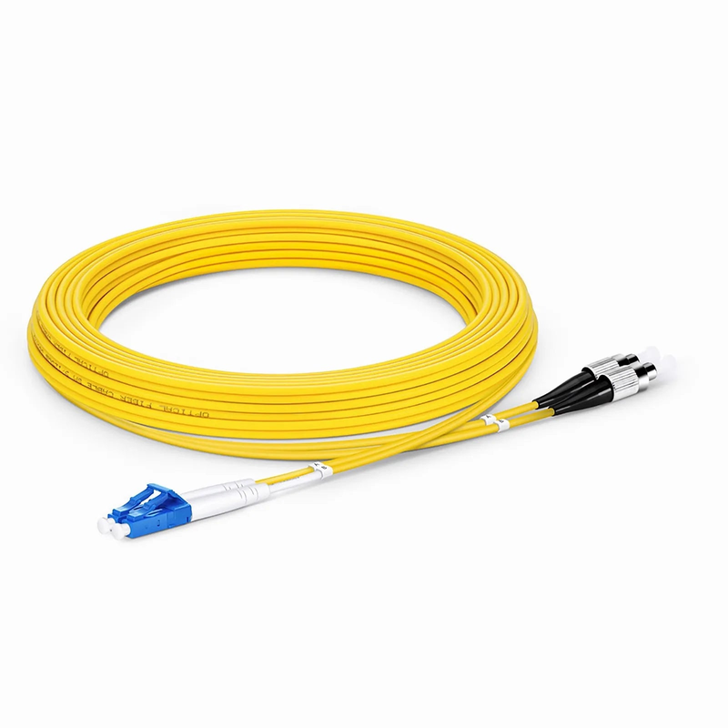SFPS 5m (16ft) Fiber Patch Cable, 2 Fibers, LC UPC Duplex to FC UPC, Single Mode (OS2), Riser (OFNR), 2.0mm, Tight-Buffered, Yellow SFPS