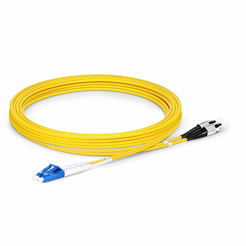 SFPS 3m (10ft) Fiber Patch Cable, 2 Fibers, LC UPC Duplex to FC UPC, Single Mode (OS2), Riser (OFNR), 2.0mm, Tight-Buffered, Yellow SFPS