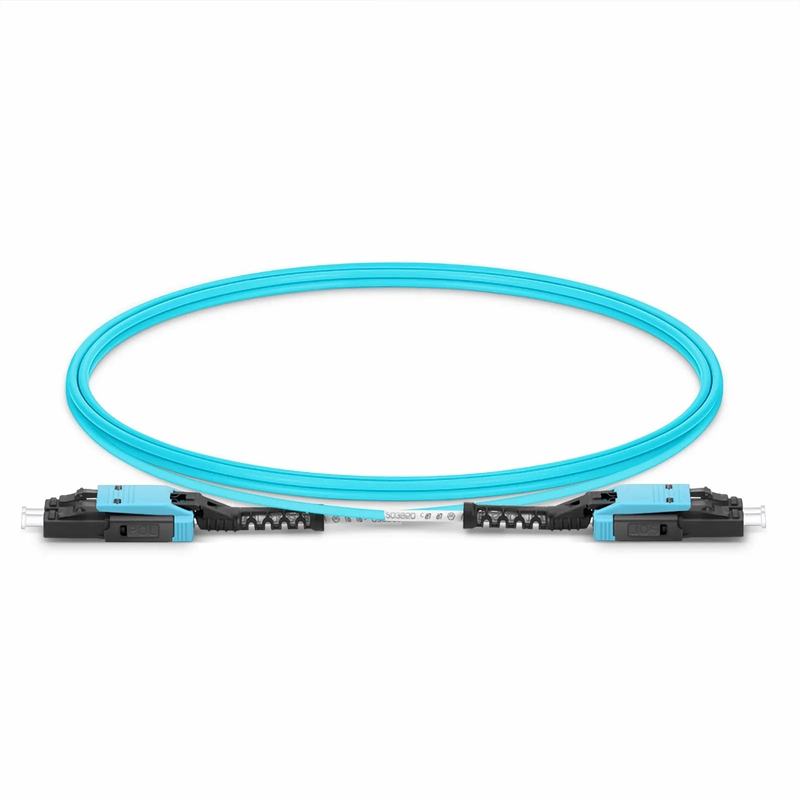 SFPS 1m (3ft) Fiber Patch Cable, 2 Fibers, LC UPC Duplex to LC UPC Duplex Flat Clip with Push-Pull Boot Uniboot, Multimode (OM4), Riser (OFNR), 2.0mm, Aqua SFPS