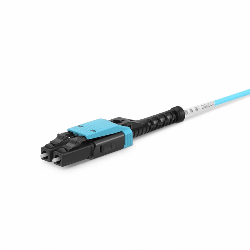 SFPS 1m (3ft) Fiber Patch Cable, 2 Fibers, LC UPC Duplex to LC UPC Duplex Flat Clip with Push-Pull Boot Uniboot, Multimode (OM4), Riser (OFNR), 2.0mm, Aqua SFPS