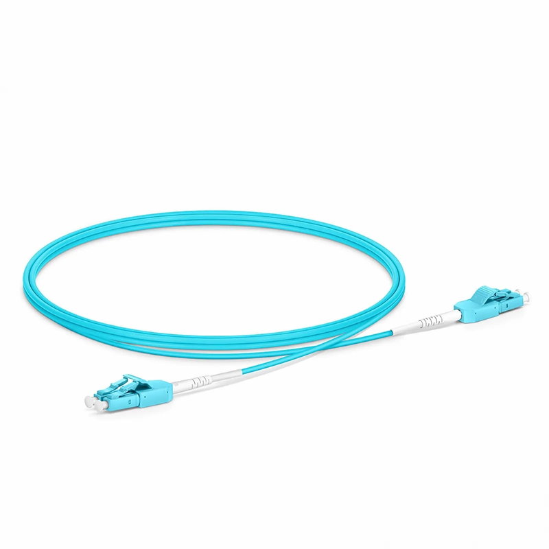 SFPS 1m (3ft) Fiber Patch Cable, 2 Fibers, LC UPC Duplex to LC UPC Duplex Standard Clip Uniboot, Multimode (OM4), Riser (OFNR), 2.0mm, Aqua SFPS