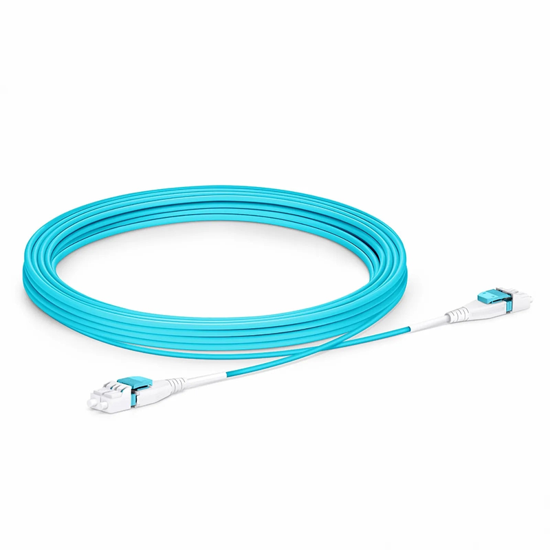 SFPS 5m (16ft) Fiber Patch Cable, 2 Fibers, LC UPC Duplex to LC UPC Duplex Flat Clip Uniboot, Multimode (OM4), Riser (OFNR), 2.0mm, Aqua SFPS
