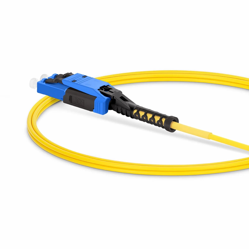 SFPS 2m (7ft) Fiber Patch Cable, 2 Fibers, LC UPC Duplex to LC UPC Duplex Flat Clip with Push-Pull Boot Uniboot, Single Mode (OS2), Riser (OFNR), 2.0mm, Yellow SFPS
