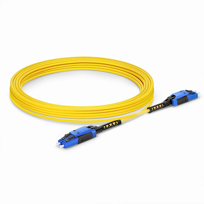 SFPS 20m (66ft) Fiber Patch Cable, 2 Fibers, LC UPC Duplex to LC UPC Duplex Flat Clip with Push-Pull Boot Uniboot, Single Mode (OS2), Riser (OFNR), 2.0mm, Yellow SFPS