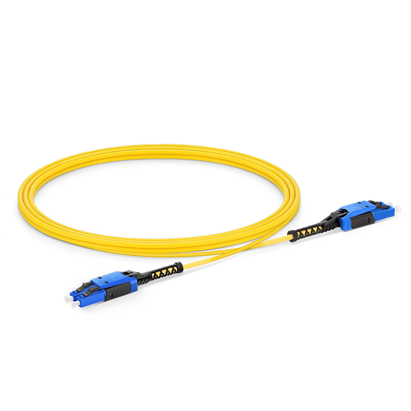 SFPS 3m (10ft) Fiber Patch Cable, 2 Fibers, LC UPC Duplex to LC UPC Duplex Flat Clip with Push-Pull Boot Uniboot, Single Mode (OS2), Riser (OFNR), 2.0mm, Yellow SFPS