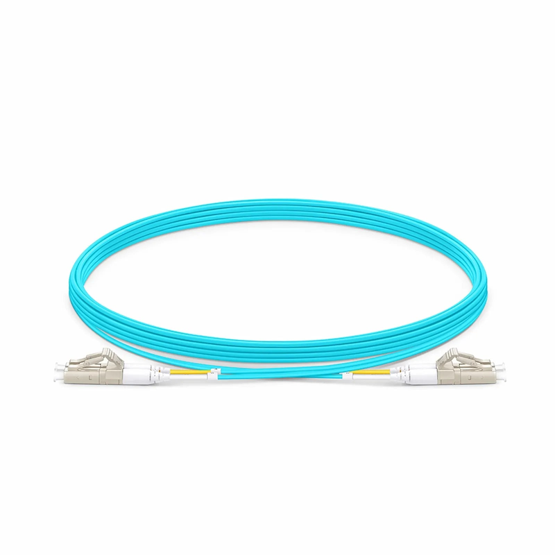 SFPS 5m (16ft) Fiber Patch Cable, 2 Fibers, LC UPC Duplex to LC UPC Duplex, Multimode (OM4), Riser (OFNR), 1.2mm, Tight-Buffered, Aqua SFPS
