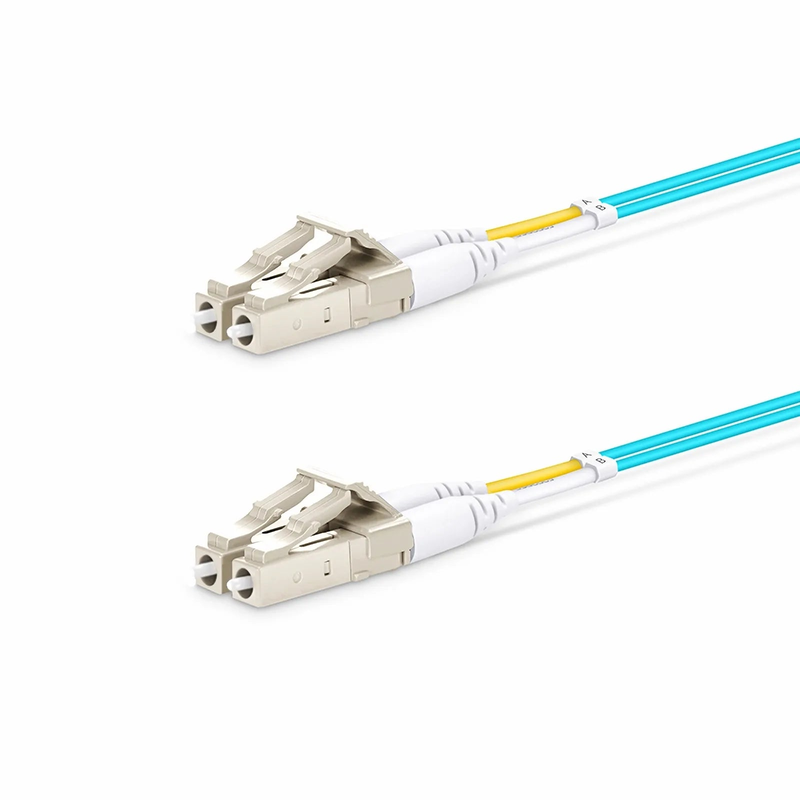SFPS 2m (7ft) Fiber Patch Cable, 2 Fibers, LC UPC Duplex to LC UPC Duplex, Multimode (OM4), Riser (OFNR), 1.2mm, Tight-Buffered, Aqua SFPS