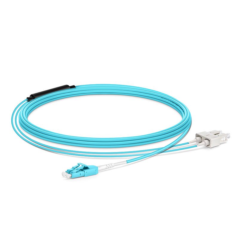 SFPS 4m (13ft) Fiber Patch Cable, 2 Fibers, LC UPC Duplex Standard Clip Uniboot to SC UPC Duplex, Multimode (OM4), Riser (OFNR), 2.0/0.9mm, Aqua SFPS