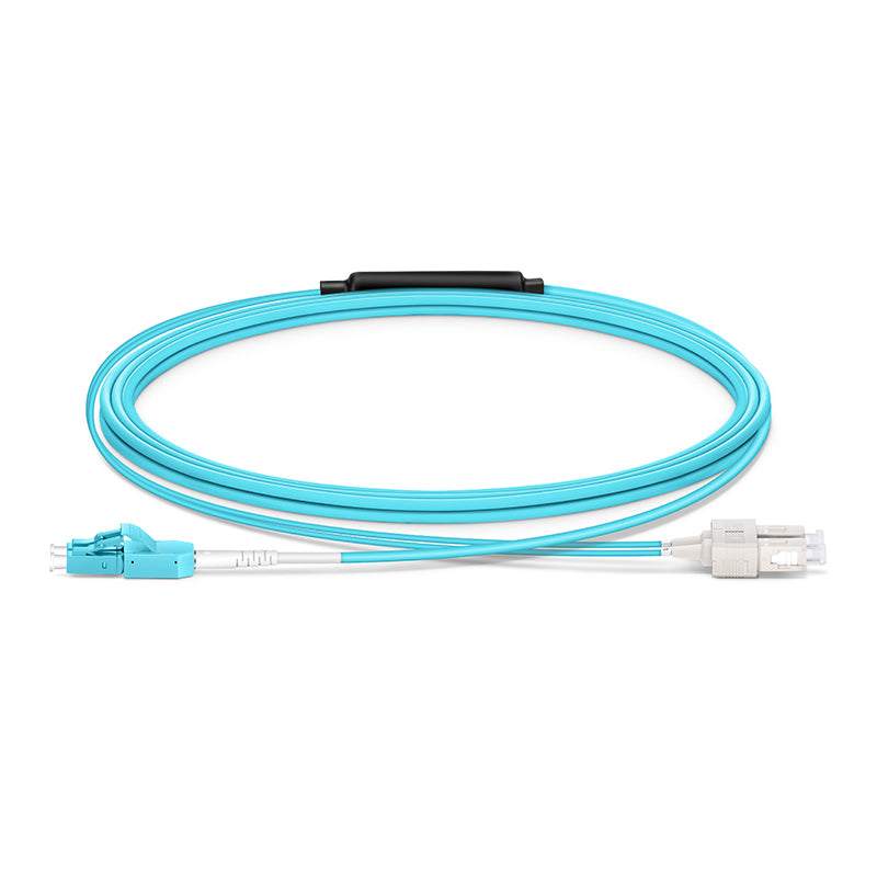 SFPS 3m (10ft) Fiber Patch Cable, 2 Fibers, LC UPC Duplex Standard Clip Uniboot to SC UPC Duplex, Multimode (OM4), Riser (OFNR), 2.0/0.9mm, Aqua SFPS