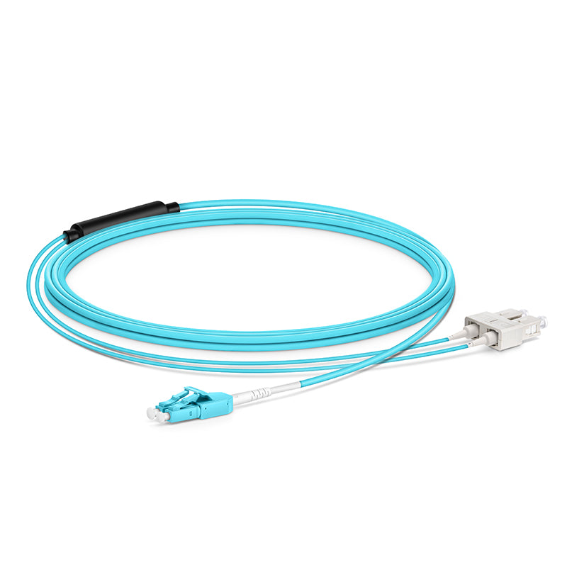 SFPS 3m (10ft) Fiber Patch Cable, 2 Fibers, LC UPC Duplex Standard Clip Uniboot to SC UPC Duplex, Multimode (OM4), Riser (OFNR), 2.0/0.9mm, Aqua SFPS