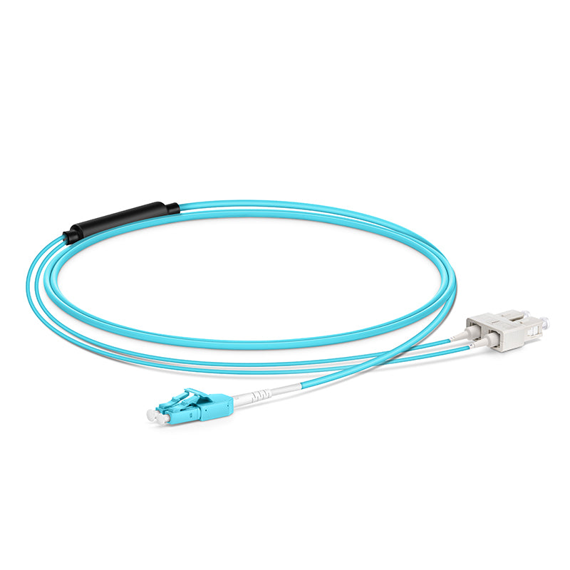 SFPS 1m (3ft) Fiber Patch Cable, 2 Fibers, LC UPC Duplex Standard Clip Uniboot to SC UPC Duplex, Multimode (OM4), Riser (OFNR), 2.0/0.9mm, Aqua SFPS