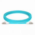 SFPS 3m (10ft) Fiber Patch Cable, 2 Fibers, Short Boot, LC UPC Duplex to LC UPC Duplex, Multimode (OM3), Riser (OFNR), 2.0mm, Tight-Buffered, Aqua SFPS