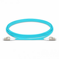 SFPS 2m (7ft) Fiber Patch Cable, 2 Fibers, Short Boot, LC UPC Duplex to LC UPC Duplex, Multimode (OM3), Riser (OFNR), 2.0mm, Tight-Buffered, Aqua SFPS