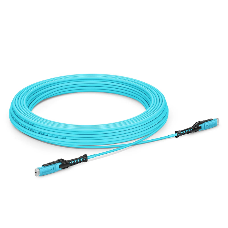 SFPS 30m (98ft) Fiber Patch Cable, 2 Fibers, MDC UPC Duplex to MDC UPC Duplex Uniboot, Multimode (OM4), Riser (OFNR), 2.0mm, Aqua, for 100/400/800G Network Connection SFPS