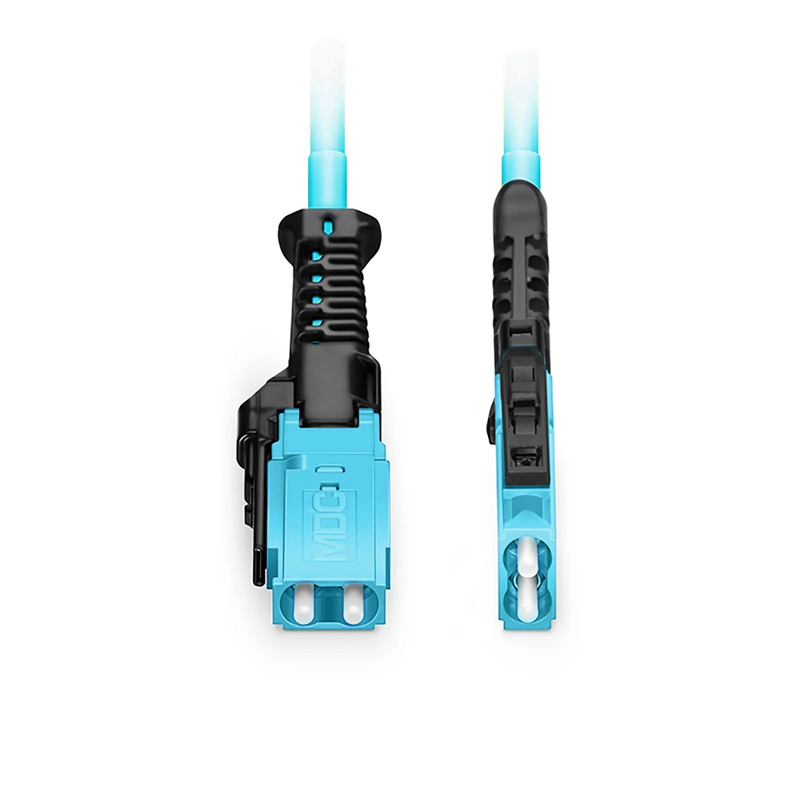 SFPS 10m (33ft) Fiber Patch Cable, 2 Fibers, MDC UPC Duplex to MDC UPC Duplex Uniboot, Multimode (OM4), Riser (OFNR), 2.0mm, Aqua, for 100/400/800G Network Connection SFPS