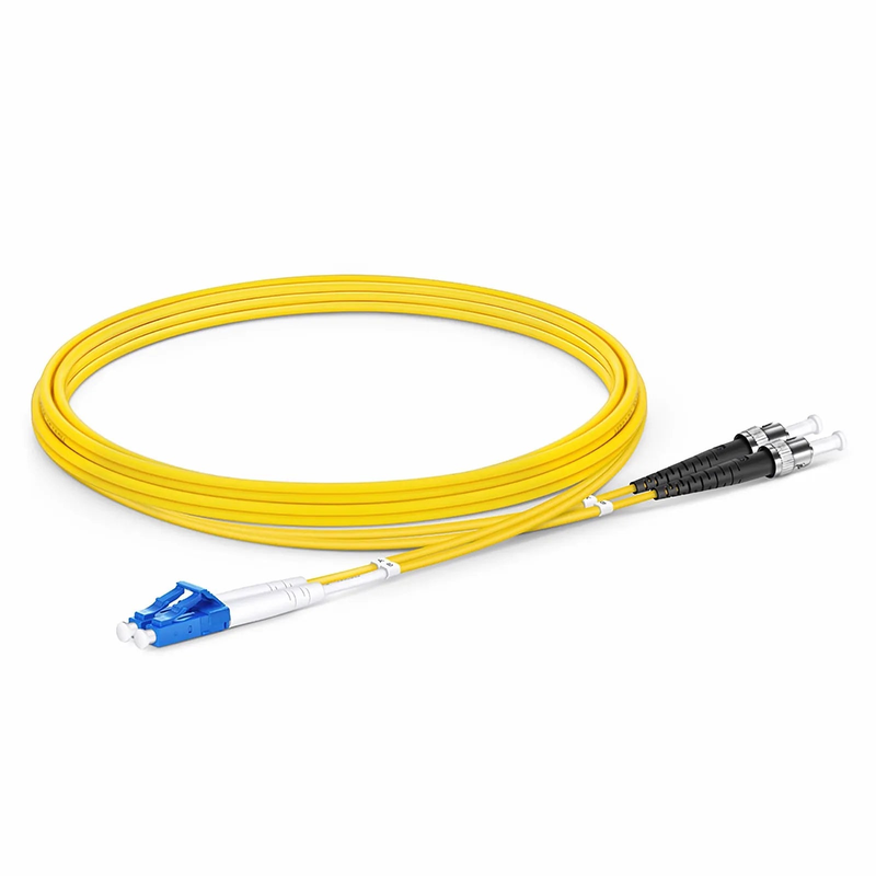SFPS 2m (7ft) Fiber Patch Cable, 2 Fibers, LC UPC Duplex to ST UPC, Single Mode (OS2), Riser (OFNR), 2.0mm, Tight-Buffered, Yellow SFPS