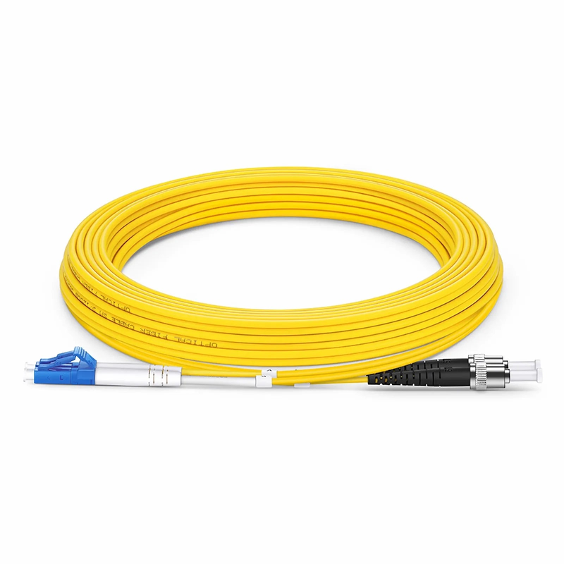 SFPS 5m (16ft) Fiber Patch Cable, 2 Fibers, LC UPC Duplex to ST UPC, Single Mode (OS2), Riser (OFNR), 2.0mm, Tight-Buffered, Yellow SFPS
