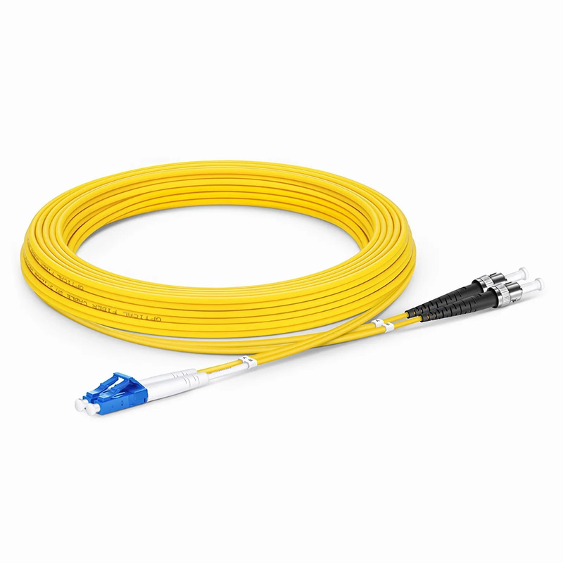 SFPS 5m (16ft) Fiber Patch Cable, 2 Fibers, LC UPC Duplex to ST UPC, Single Mode (OS2), Riser (OFNR), 2.0mm, Tight-Buffered, Yellow SFPS