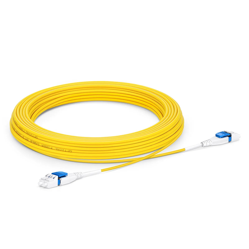 SFPS 10m (33ft) Fiber Patch Cable, 2 Fibers, LC UPC Duplex to LC UPC Duplex Flat Clip Uniboot, Single Mode (OS2), Riser (OFNR), 2.0mm, Yellow SFPS