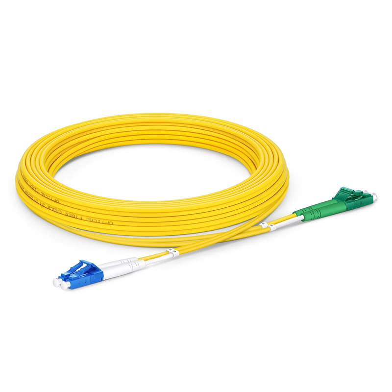 SFPS 5m (16ft) Fiber Patch Cable, 2 Fibers, LC UPC Duplex to LC APC Duplex, Single Mode (OS2), Riser (OFNR), 2.0mm, Tight-Buffered, Yellow SFPS